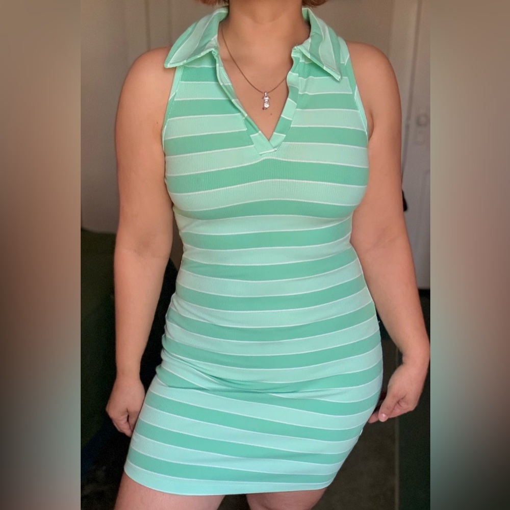 Wild Fable Mint Green Striped Midi Dress